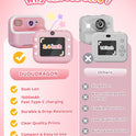 Instant Camera, Front Rear Dual Selfie Kids Camera with 1080P Videos, Holiday Birthday Gifts for Kids Age 3-12, Toddler Portable Travel Print Digital
