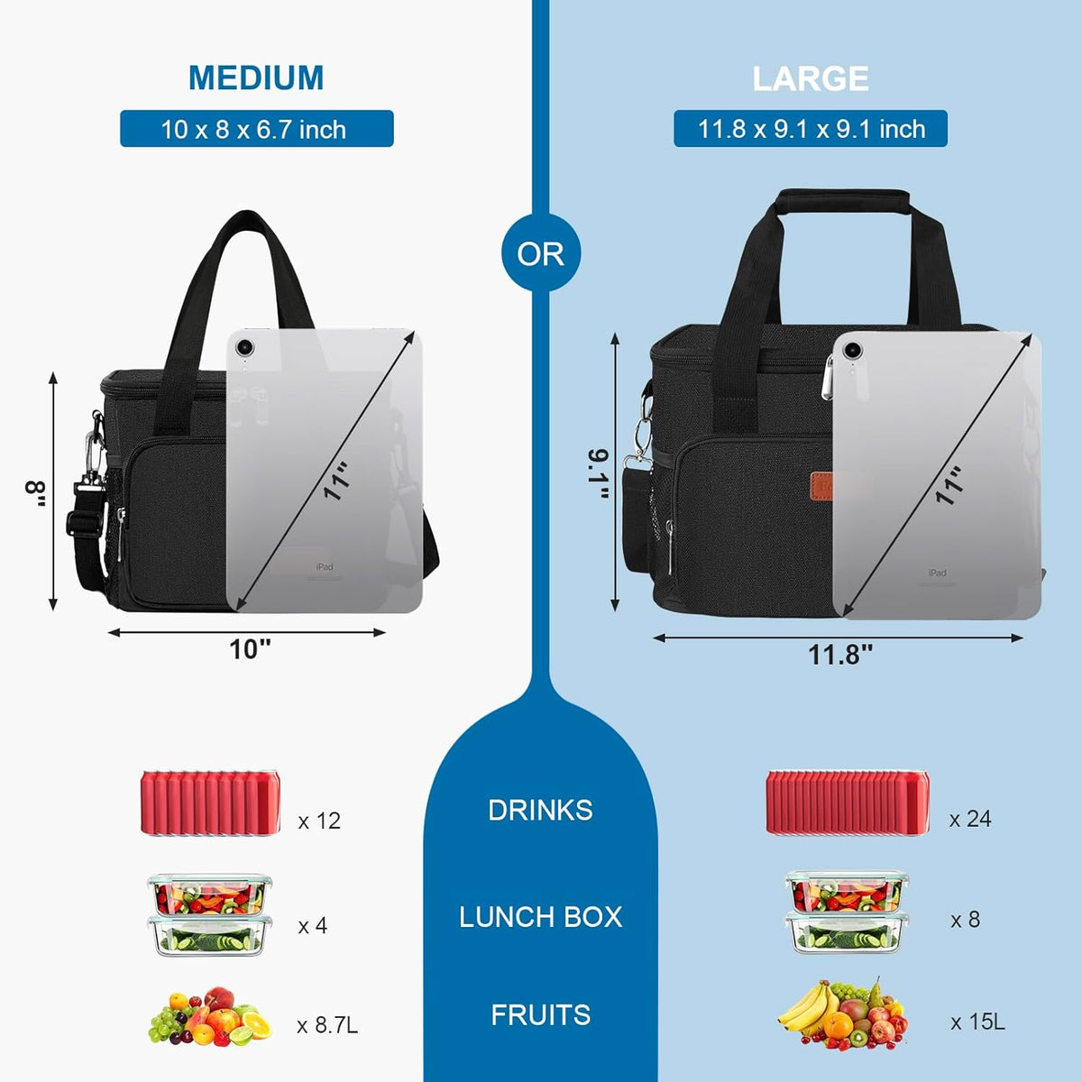 Femuar Reusable Lunch Box for Men/Women - Insulated Lunch Bag Leakproof Lunchbox for Work Office Picnic Beach - Freezable Lunch Cooler Bag