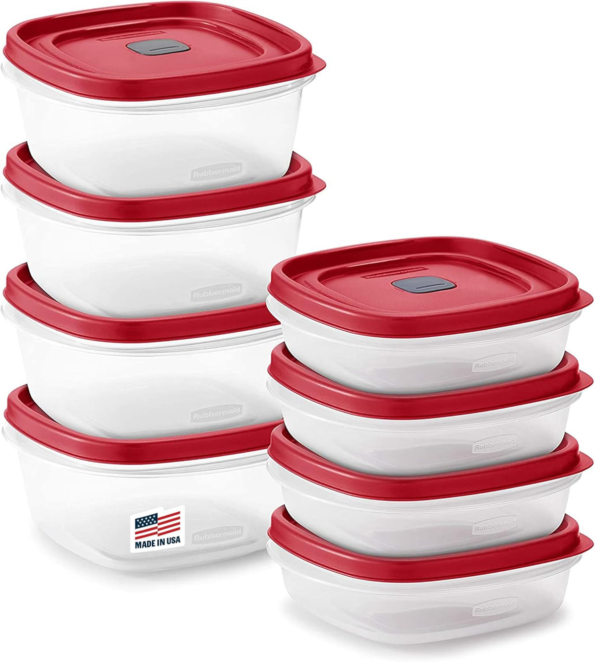 Rubbermaid 16-Piece BPA-Free Plastic Food Storage Set, Red Vented Lids - Microwave, Dishwasher Safe: Perfect for Meal Prep, Leftovers, and Kitchen
