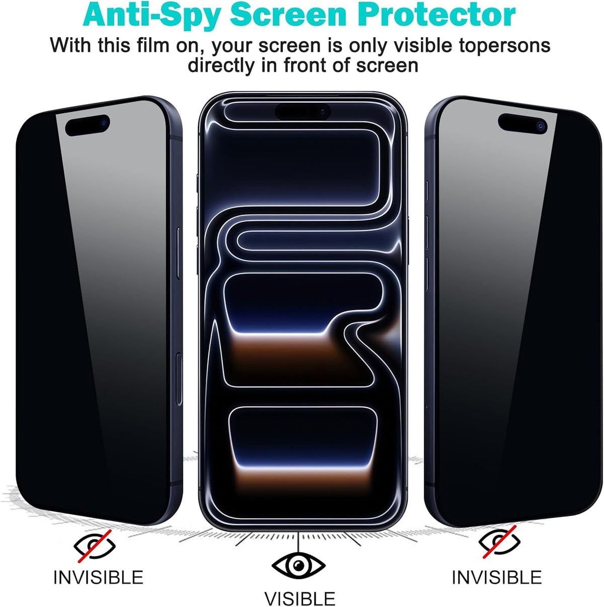PEHAEL 3+3Pack for iPhone 17 Pro Max Privacy Screen Protector with Camera Lens Protector Full Coverage Anti-Spy Tempered Glass Film 9H Hardness Easy