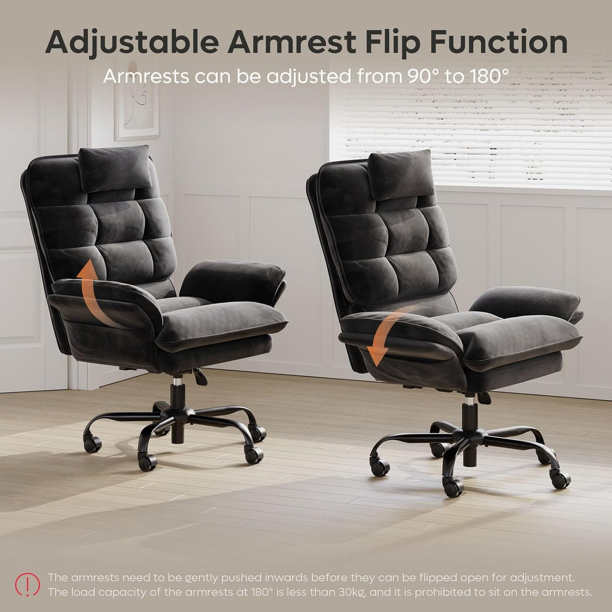 Bestier Cross Legged Office Chair, Criss Cross Chair with Adjustable Arms, 135° Reclining Velet Executive Chair with Wheels, Big and Tall Computer