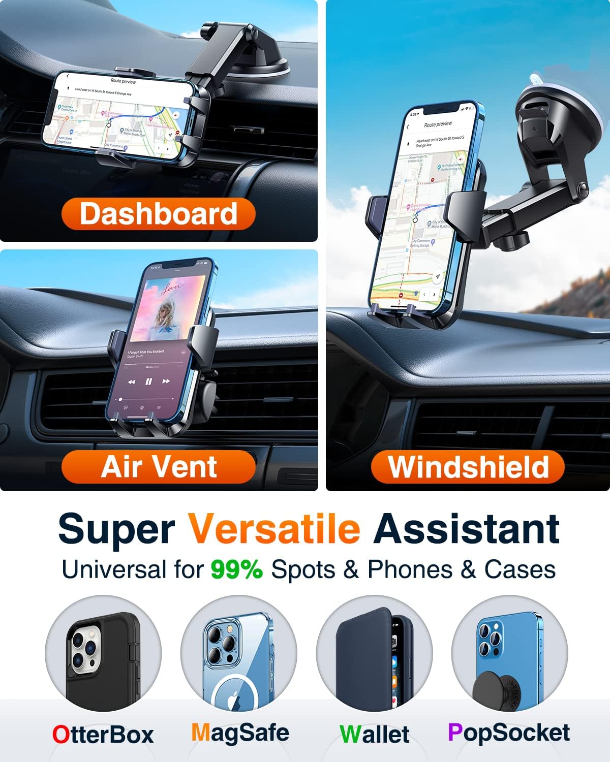 VANMASS 85+LBS Strongest Suction & Military-Grade 2025 Ultimate Car Phone Mount Patent & Safety Certs Cell Phone Holder Truck Stand for Dashboard