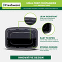 Freshware Meal Prep Containers [50 Pack] 1 Compartment Food Storage Containers with Lids, Bento Box, BPA Free, Stackable