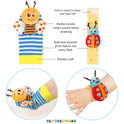 Bloobloomax Wrist Rattle Socks and Foot Finder Set, Infant Girl Boy Toys for Babies 0-36 Months, Newborn Hand & Foot Toys for 0 to 3 Years, Baby