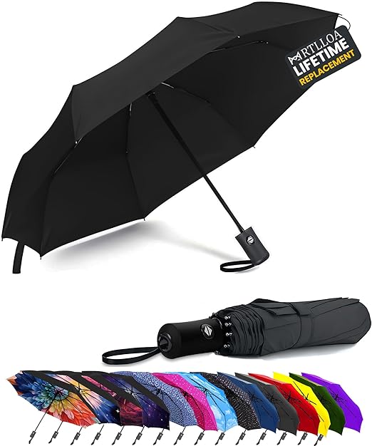 MRTLLOA 42/49 Inch Compact Windproof Travel Umbrella for Rain, Lightweight, Portable, Automatic, Strong, Waterproof Folding Umbrellas for Women, Men