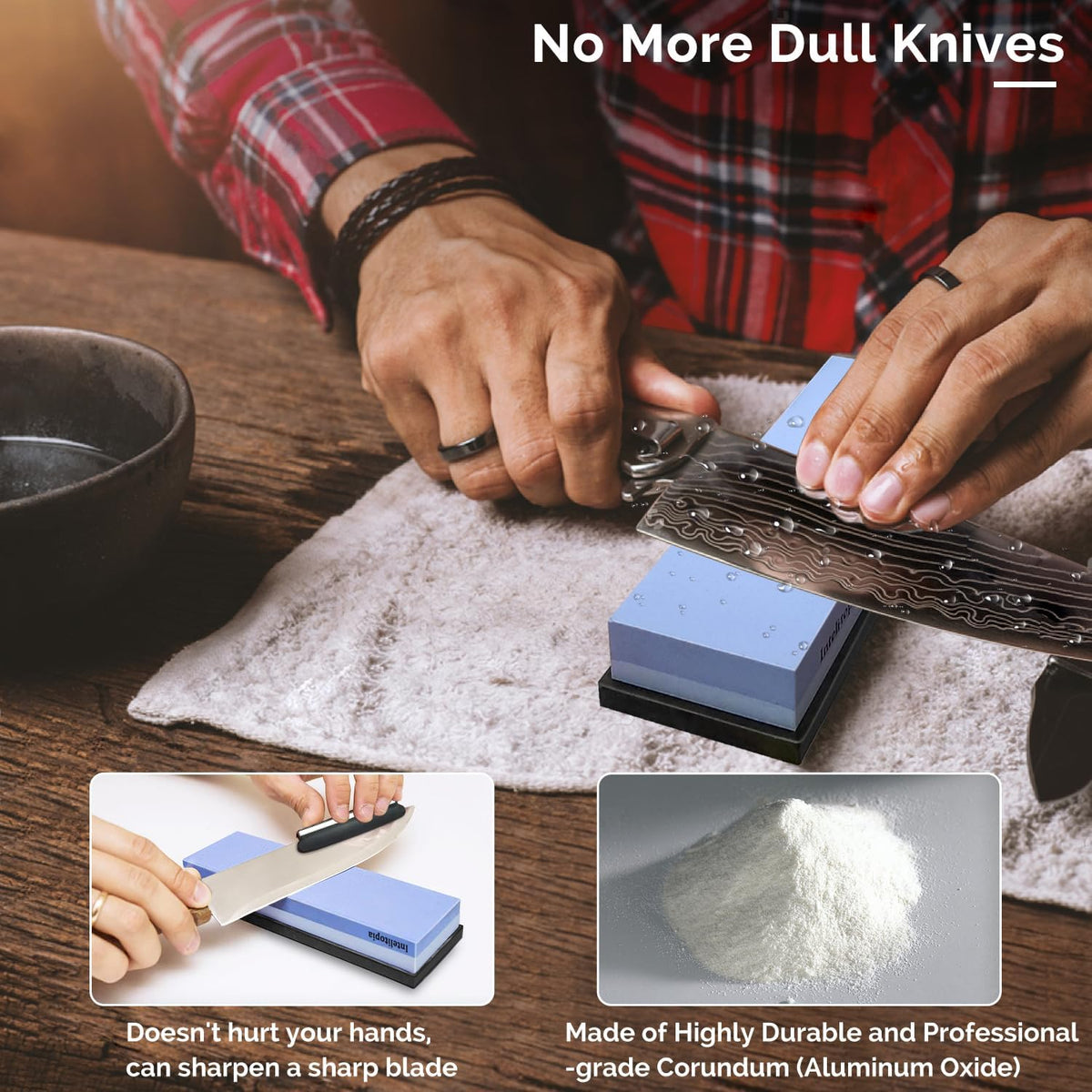 Intelitopia Complete Knife Sharpening Stone Set – Dual Grit Whetstone 400/1000 3000/8000 Knife Sharpener with Leather Strop, Flattening Stone, Bamboo