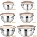 Mixing Bowls with Airtight Lids Set, 26PCS Stainless Steel Khaki Bowls with Grater Attachments, Non-Slip Bottoms & Kitchen Gadgets Set, Size 7, 4