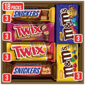 MARS M&M'S Peanut, M&M'S Caramel,SNICKERS Original,SNICKERS Peanut Butter Squared, TWIX Original and Cookie Dough Variety Pack Full Size Individually