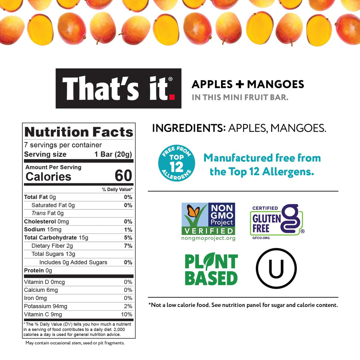 That's it. Mini Fruit Bars (Variety 35 Pack) No Sugar Added, Plant-Based, Vegan & Gluten Free, Breakfast Bar, Paleo, for Children & Adults, Non GMO