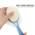 Shower Body Brush with Bristles and Loofah,Back Scrubber Bath Mesh Sponge with Curved Long Handle for Skin Exfoliating Bath, Massage Bristles