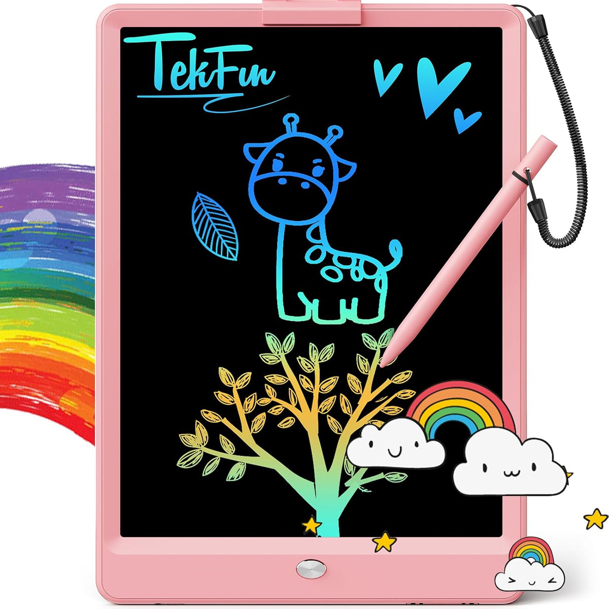 TEKFUN LCD Writing Tablet for Kids, 10-inch Coloring Drawing Pad, Mess Free Doodle Board, Gifts for Girls and Toddlers, Toys for 3 4 5 6 7 8 Year Old