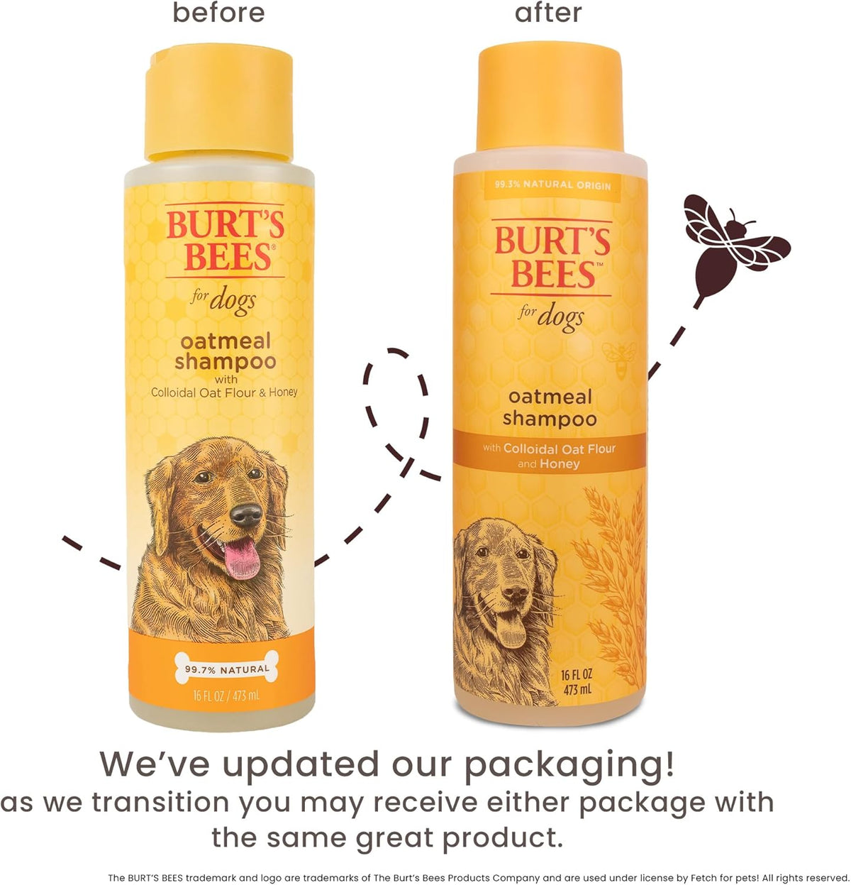 Burt's Bees for Pets Oatmeal Shampoo for Dogs with Colloidal Oat Flour and Honey - Skin Soothing Dog Oatmeal Shampoo, Moisturizing Dog Wash for Itchy