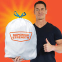 Hefty Strong White 13 Gallon Trash Bags with Drawstrings, Unscented Tall Kitchen Trash Bags, Resists Leaks, Punctures, and Tears, Durable Closure