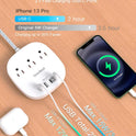 Flat Plug Power Strip, 6ft Ultra Flat Extension Cord - 3 Outlets 4 USB Ports (2 USB C) 22.5W/4.5A Desktop Charging Station, Power Strip No Surge