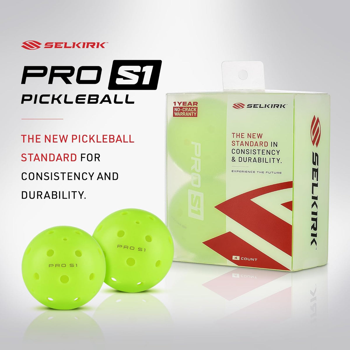 Selkirk Sport Pro S1 Ball | Crack-Resistant | 38 Hole Outdoor Pickleball Balls | USAPA Approved Pickle Ball for Tournament Play | Advanced