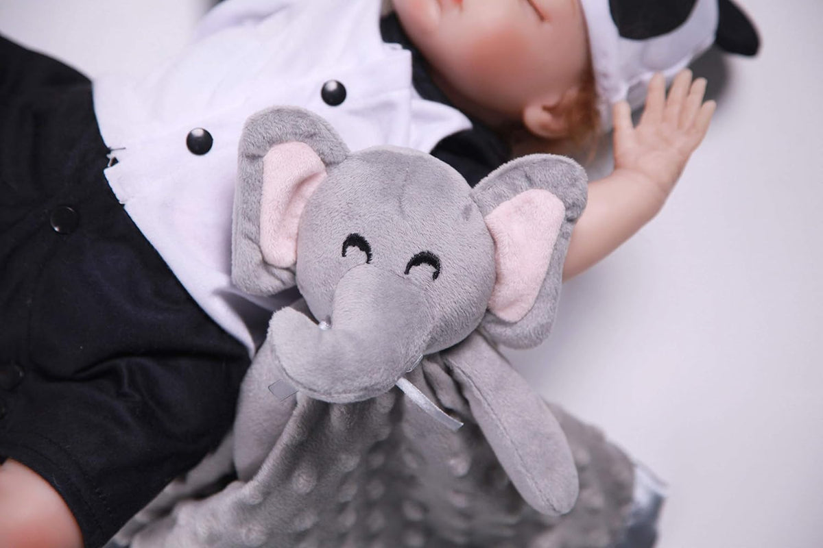 Pro Goleem Elephant Security Blanket, Soft Lovey Unisex Lovie Baby Gifts for Boys and Girls Snuggle Toy Stuffed Animal Newborn Essentials and Items