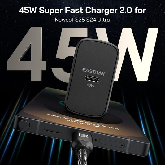 45W Super Fast Charger Type C, [2 Pack] 45 Watt USB-C Charger PD/PPS Wall Charging Block for Samsung Galaxy S25 Ultra/S25+/S25/S24/S23 Ultra/S23+/S22