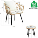3 Piece Patio Bistro Set, Outdoor Wicker Apartment Balcony Furniture Sets, Rattan Table and Chairs Set of 2 for Porch Backyard Lawn Poolside Deck