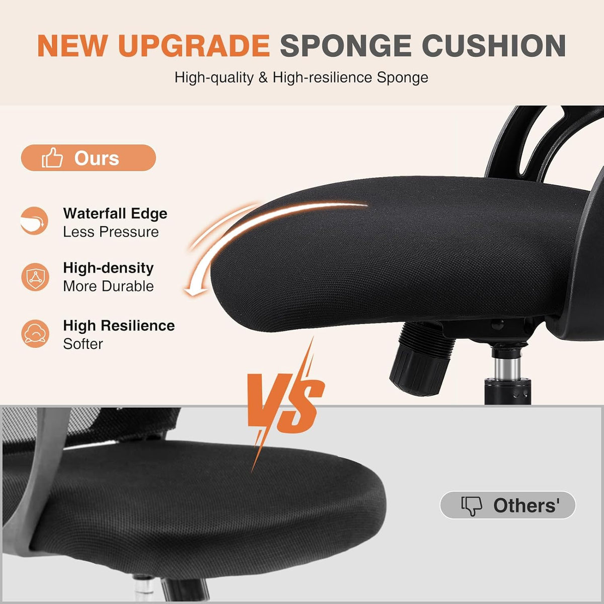 Sweetcrispy Office Computer Desk Chair, Ergonomic High-Back Mesh Rolling Work Chairs with Wheels and Adjustable Headrests, Comfortable Lumbar