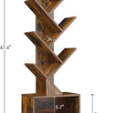 SUNMORY 6 Tier Tree Bookshelf, Small Bookcase with Storage Cabinet, Modern Tall Narrow Bookshelves Organizer, Floor Standing Book Shelf for