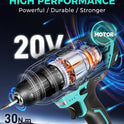 COMOWARE 20V Cordless Drill, Electric Power Drill Set with 1 Battery & Charger, 3/8” Keyless Chuck, 2 Variable Speed, 266 In-lb Torque, 25+1 Position
