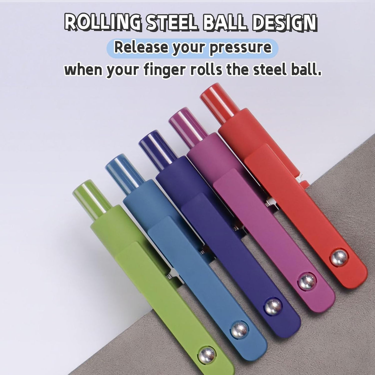 Gel Pens, 5 Pcs 0.5mm Black Ink Pens Fine Point Smooth Writing Pens with Silicone Grip, High-End Series Metal Clip Retractable Pens for Journaling