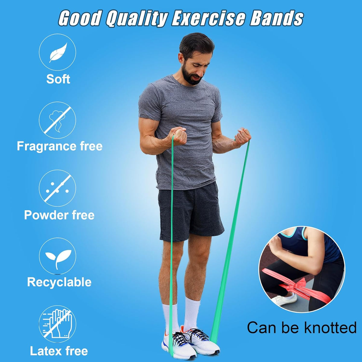 Resistance Bands for Working Out, Physical Therapy Bands, Latex Free Elastic and Exercise Bands Set for Stretching, Suitable for Rehab, Yoga