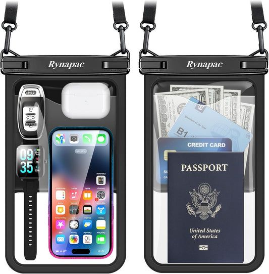 [Up to 10"] Large Waterproof Phone Pouch Bag - 2 Pack IPX8 Waterproof Phone Case for iPhone 17 16 15 Pro Max Galaxy S25 S24 Ultra, Touchscreen