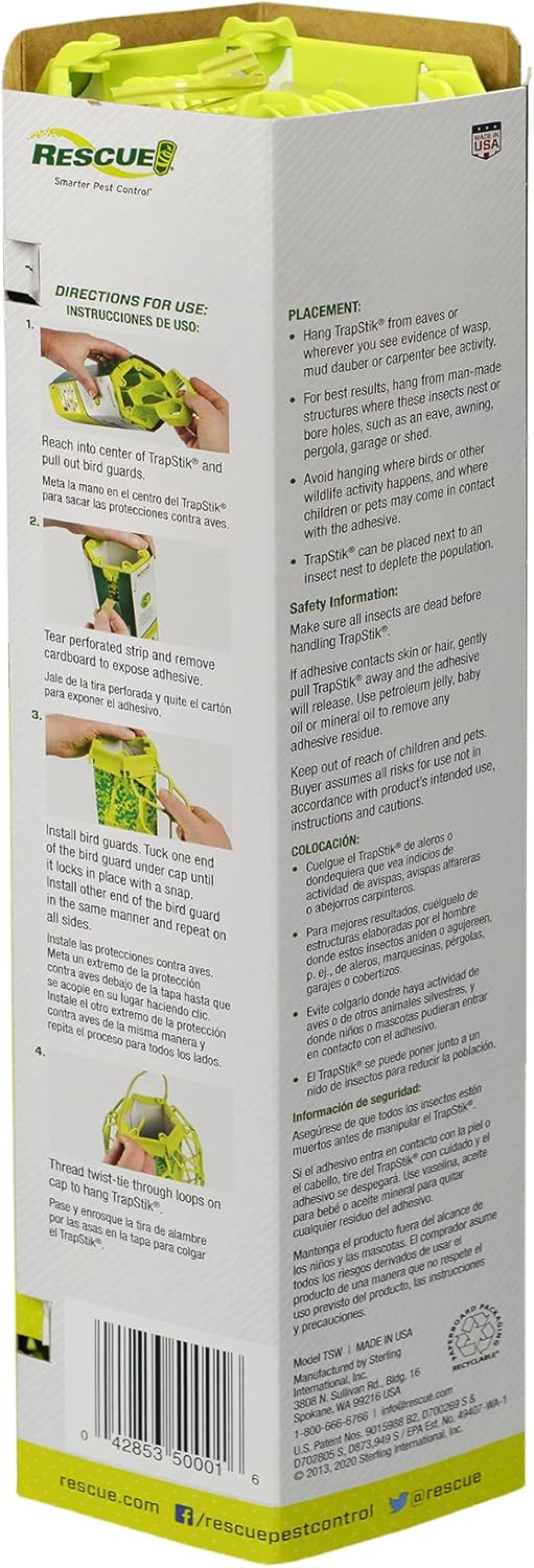 TrapStik for Wasps, Mud Daubers, Carpenter Bees – 2 Pack