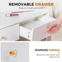 COMHOMA Makeup Vanity Desk with Mirror and Lights, Vanity Table and Chair Set with 5 Drawers and Charging Station, Bedroom Dresser LED Mirror