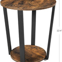 VASAGLE Round Side End Table, 2-Tier Accent Bedside Table with Storage Shelf, Easy Assembly, Nightstand for Small Spaces, Living Room, Bedroom
