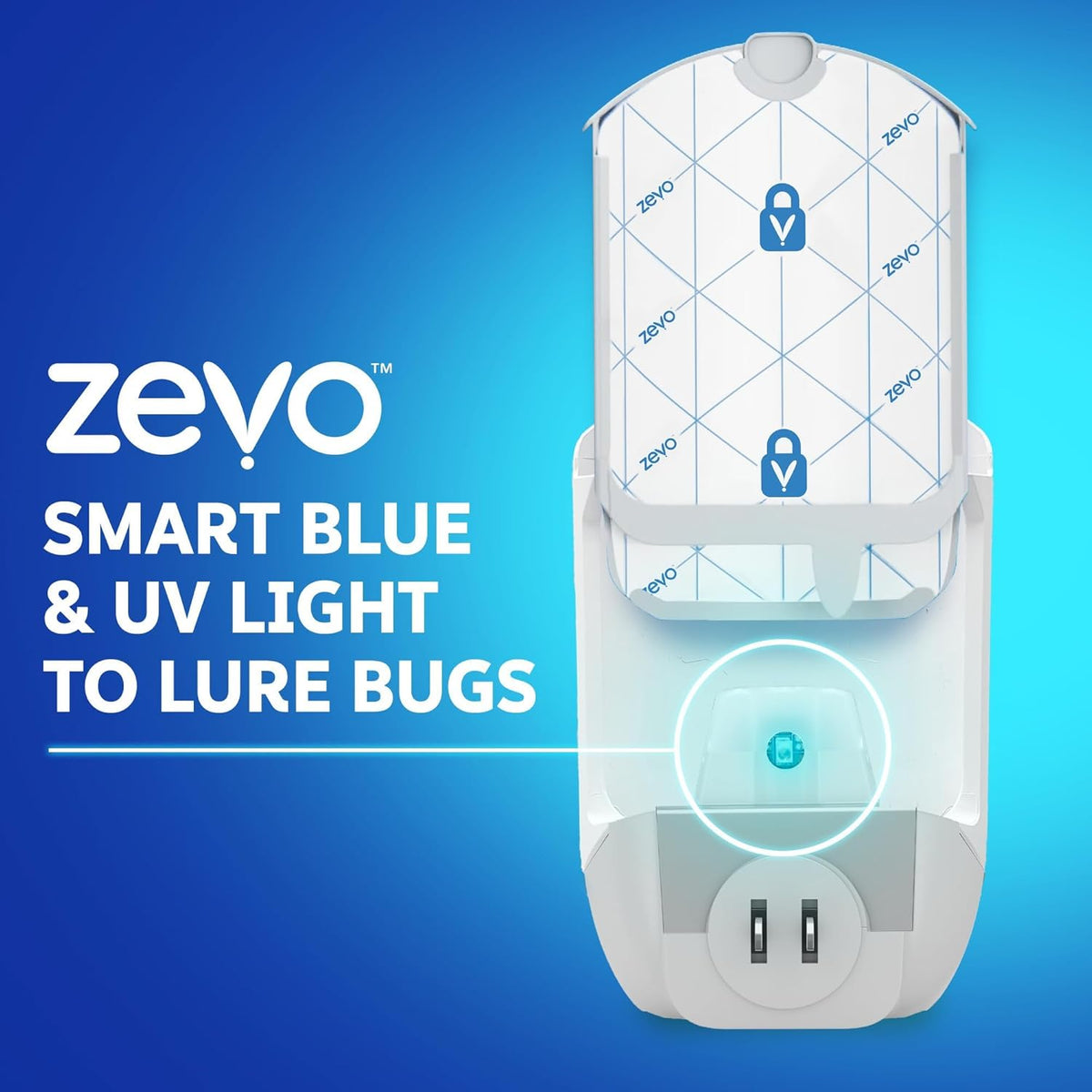 Zevo Flying Insect Trap & Cartridge - Plug in Fly Trap & Indoor Bug Catcher for Gnats, House & Fruit Flies - Mess-Free - Use in Any Room - Uses Blue