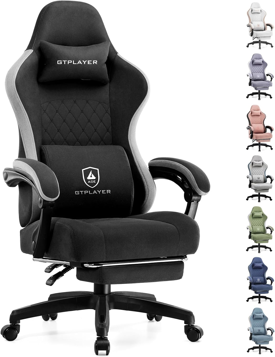 GTPLAYER Gaming Chair, Computer Office Chair with Pocket Spring Cushion, Linkage Armrests and Footrest, High Back Ergonomic Computer Chair with