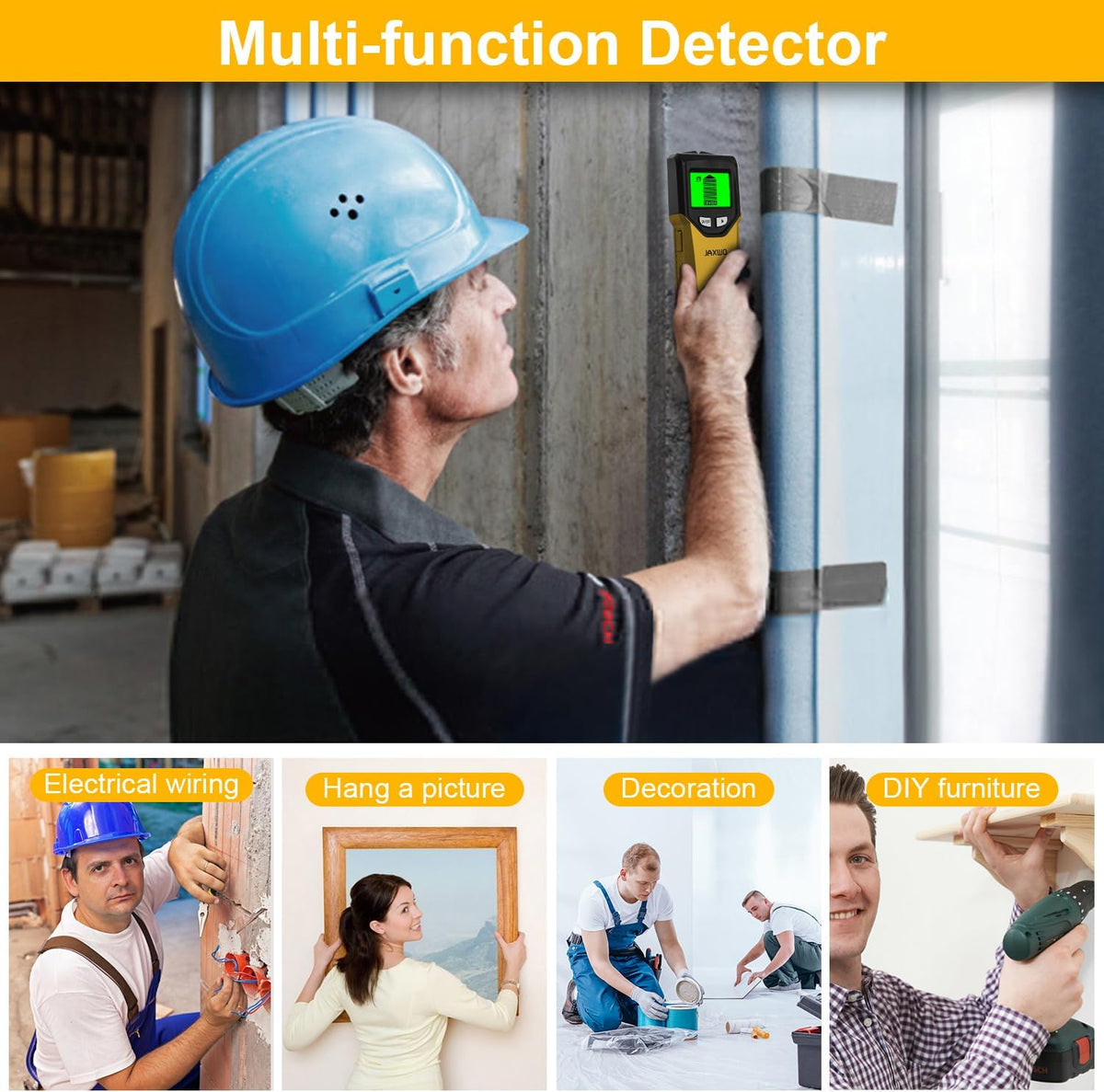 Stud Finder Wall Scanner - 5 in 1 Stud Finder Tool w/Microprocessor Chip and HD LCD Display, Stud Detector Beam Finders for the Center and Edge of
