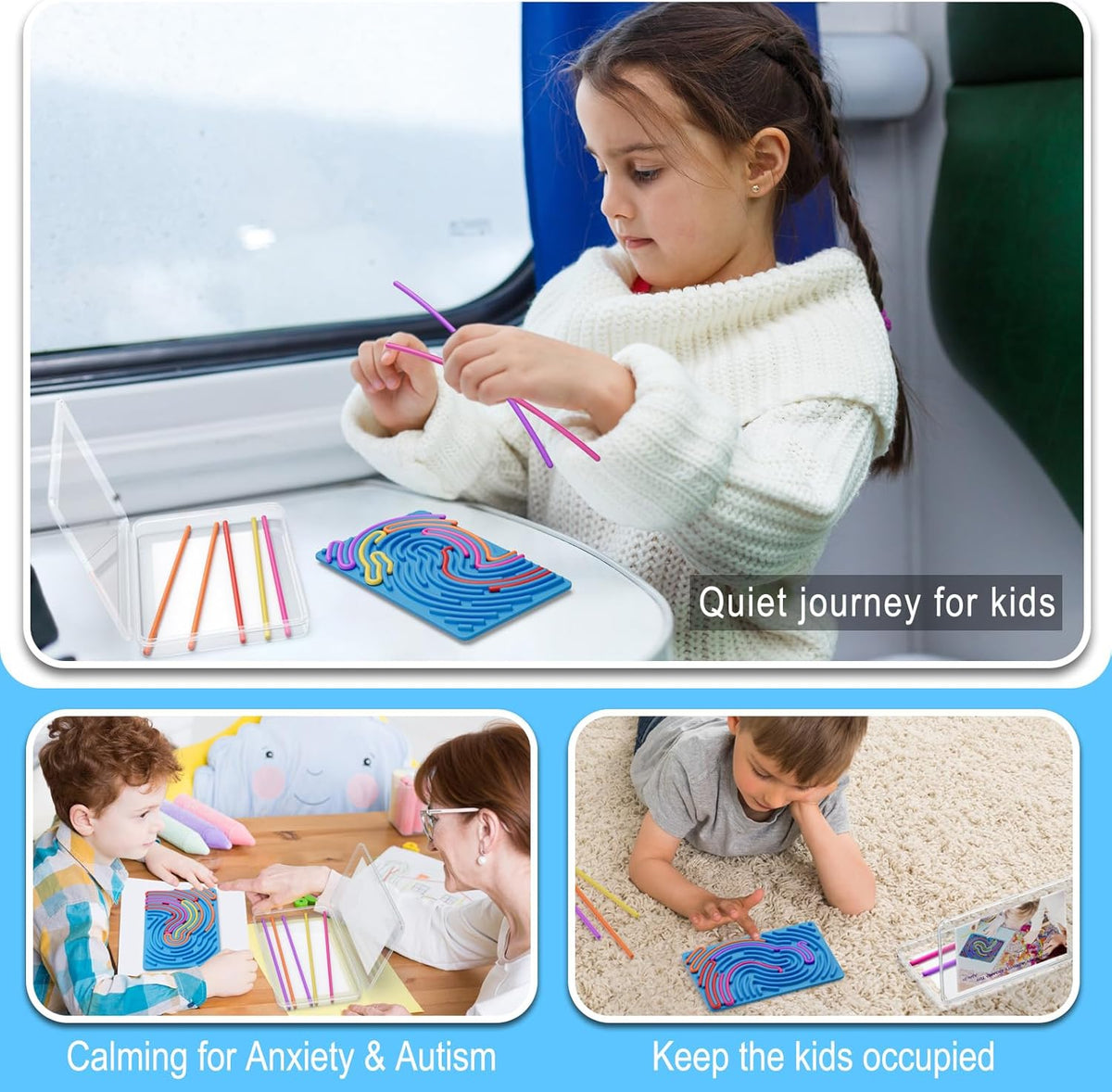 Sensory Fidget Toys for Kids Toddler Boys ,Sensory Activity Board for Stress Anxiety Autistic ADHD, Calm Down Travel Airplane Essentials Toys for 3