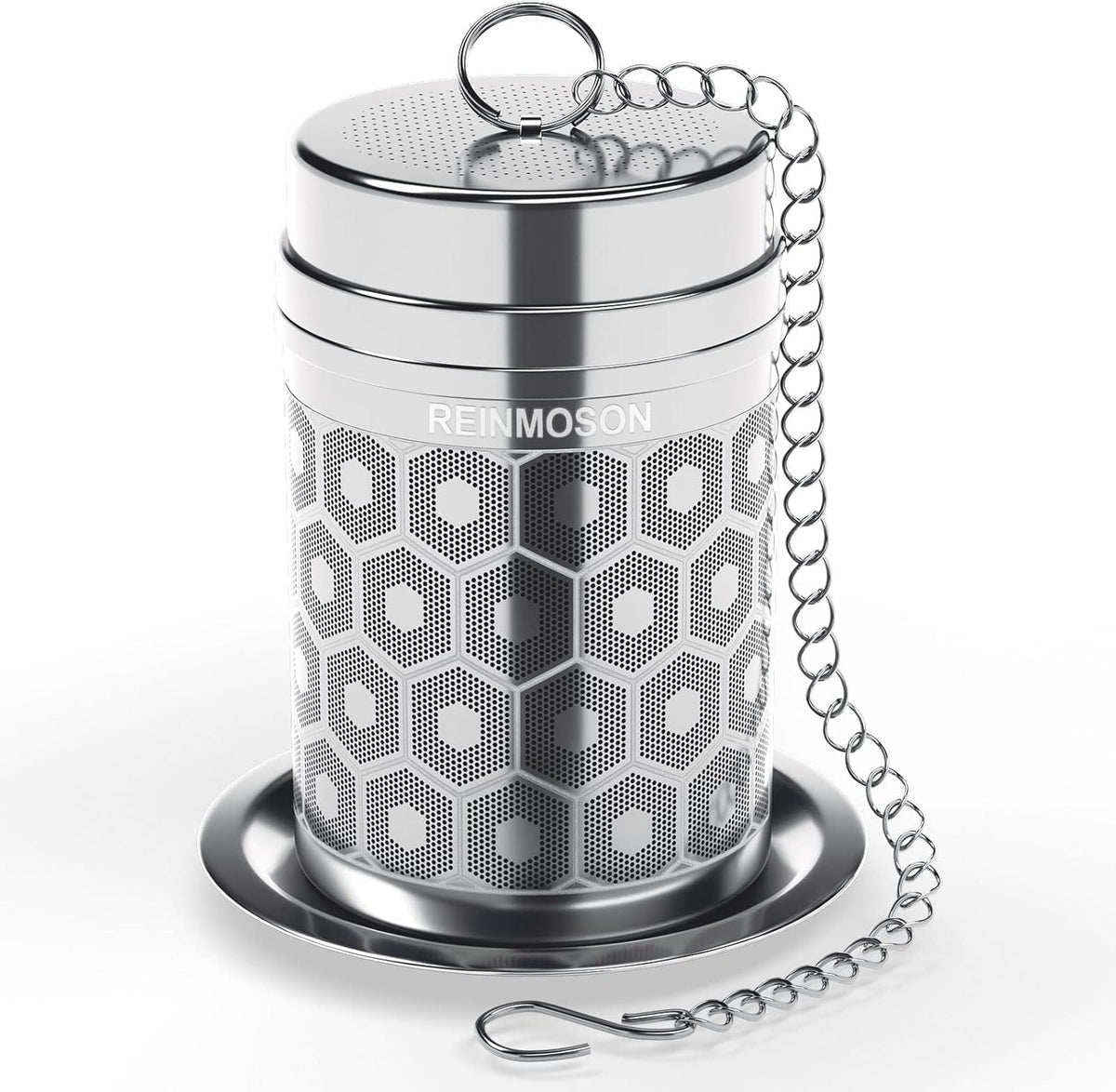 Reinmoson Tea Strainers for Loose Tea, Extra Fine Mesh Tea Infuser, 304 Stainless Steel & Updated Slim Threaded Lid, Loose Leaf Tea Steeper for Black
