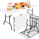 Bblife 6FT Folding Tables Heavy Duty Folding Table, Multi-Functional Fold up Table for Outdoor Camping Picnic Parties, Indoor Events White Training