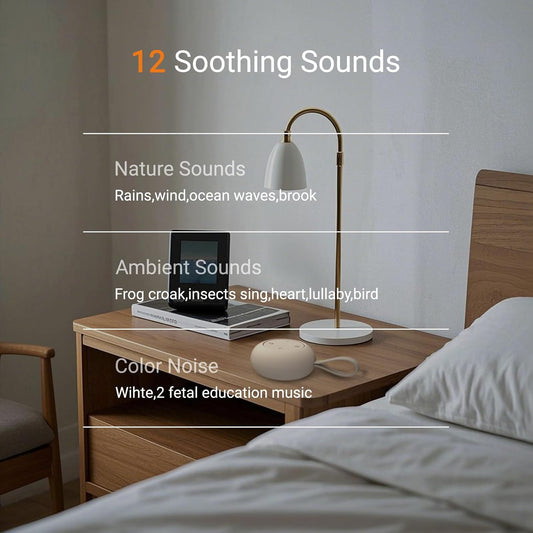 Portable Baby Sound Machine [White Noise for Babies Kids Adults][Timer Function][12 Soothing Sounds][Sleep Soother] 15 Hours Battery Life