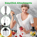 Immersion Blender Handheld Corded Hand Blenders Set 1100W, Trigger Variable Speed 5 in 1 Stick Emulsifier with Chopper, Whisk and Frother for Soup
