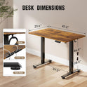 Veken 47.2" Standing Desk, Adjustable Height Office Desk with Wood Desktop, Computer Table for Home Work, Study and Gaming, Small Spaces, Modern