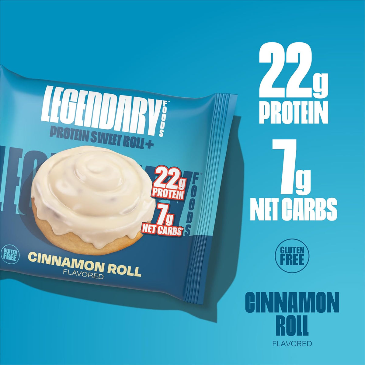Legendary Foods Cinnamon Roll 22g Protein Bars – Gluten-Free, Low Carb Meal Option – Sweet Zero Sugar Snack, Keto-Friendly – 10-Pack High Protein