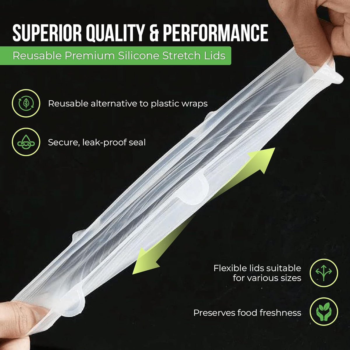 Reusable Silicone Stretch Lids for Food Storage in Fridge - Elastic Heat-Resistant Bowl Covers, Cups, Cans, Jars - Universal Food Grade Lid for Round