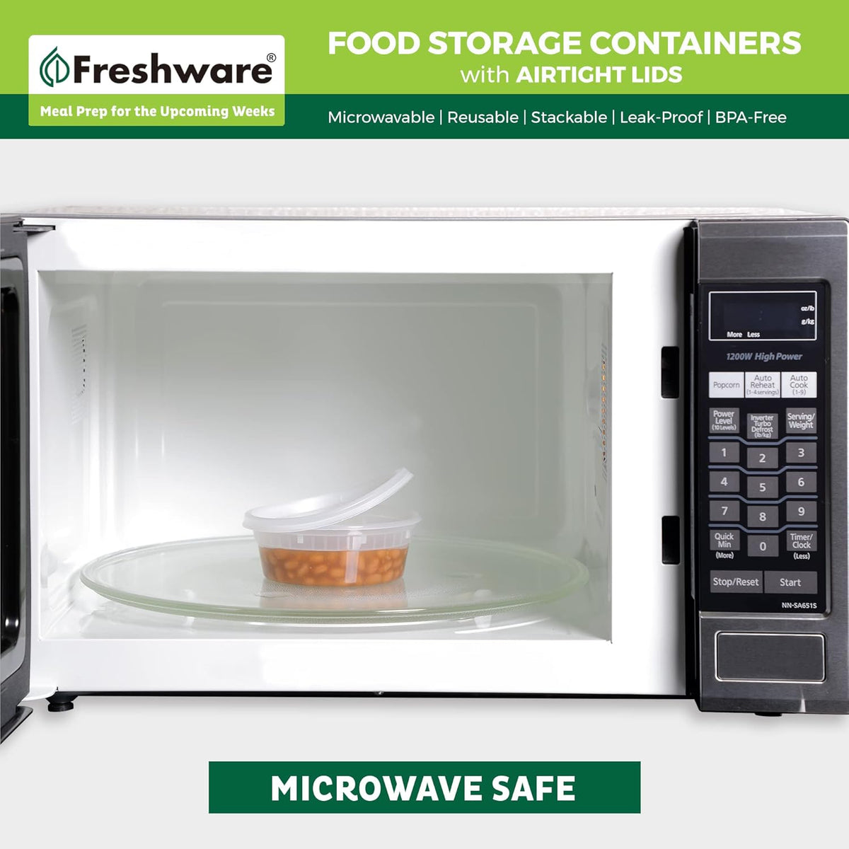 Freshware Food Storage Containers [50 Set] 8 oz Plastic Deli Containers with Lids, Slime, Soup, Meal Prep Containers | BPA Free | Stackable