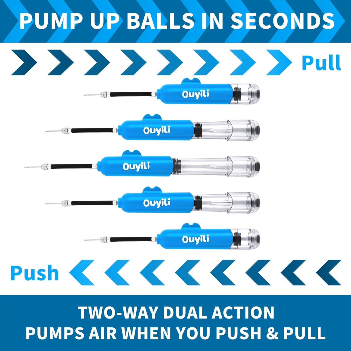 Sports Ball Pump Kit - Portable Air Pump Two-Way Dual Action Inflatable Perfect for Basketballs, Soccer Balls and More - Professional Hand Pump Kit