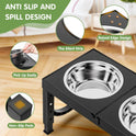 XIAZ Elevated Dog Bowls Large Breed Raised Dogs Bowl Stand Large/Medium Sized Dog 1L Food Water Bowl Stands 5 Heights Adjustable 9/11/12/14in Black