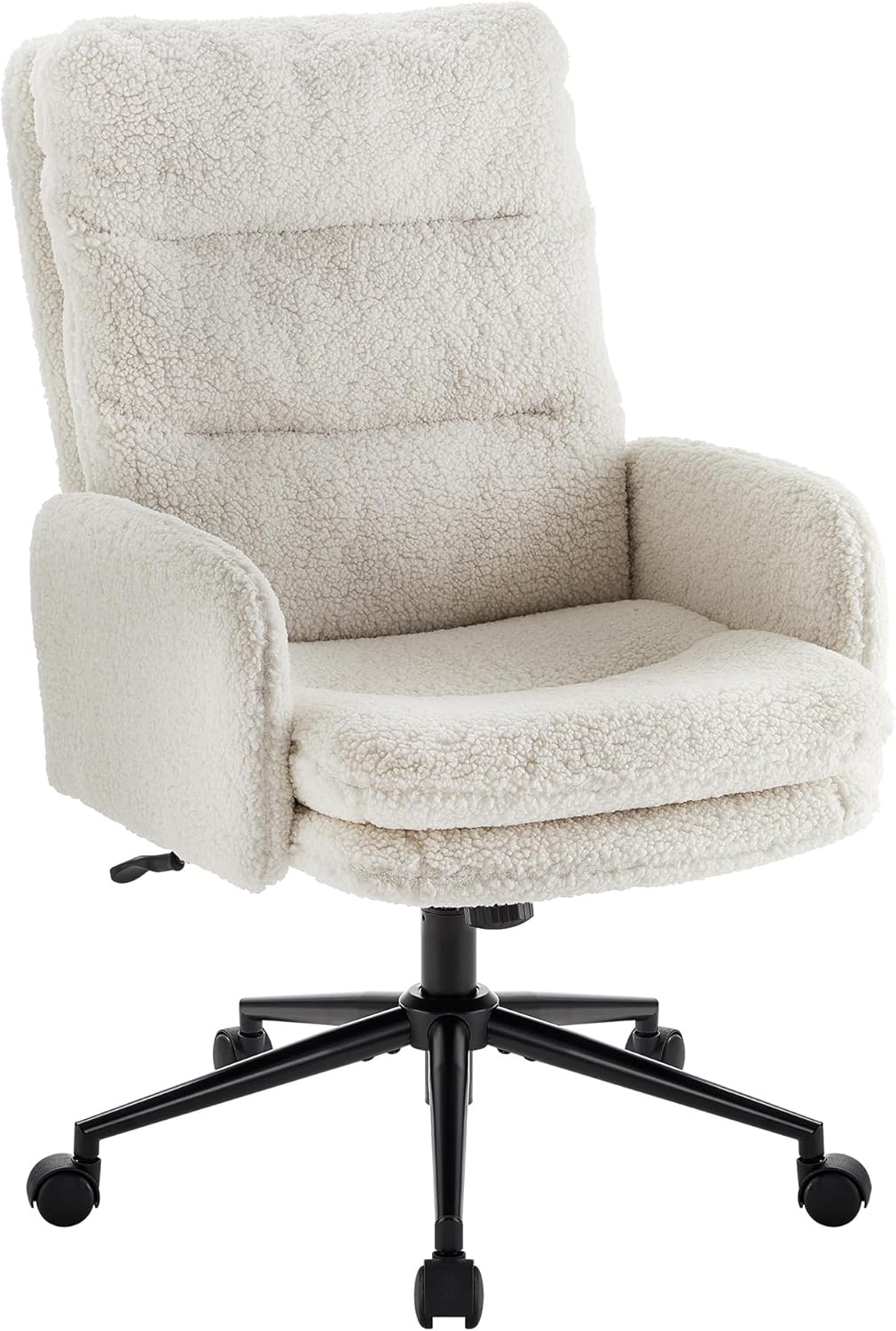 IWMH High-Back Home Office Chair,Upholstered Desk Chair with Armrests,Height Adjustable Armchair with Wheels, Swivel Office Desk Chair, Ergonomic