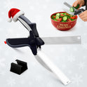 2 in 1 Kitchen Scissors for Food – Stainless Steel Blade & Plastic Cutting Board Scissors with Safety Lock | 9.6" Tomato Knife, Fruit & Vegetable