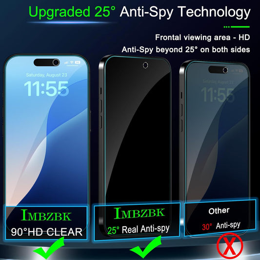 IMBZBK [Auto-Dust Removal] 3 Pack Privacy Screen Protector for iPhone 17 Pro Max [6.9 INCH] Anti Spy Private Accessories, Case Friendly Film
