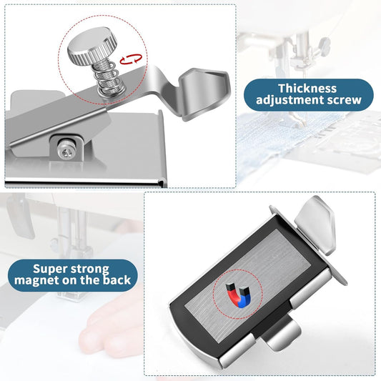 TIGARI Magnetic Seam Guide for Sewing Machine, Magnetic Sewing Guide with Clip, Multifunctional Ruler, Hemmer Guide, Seam Guide, Hem Guide for