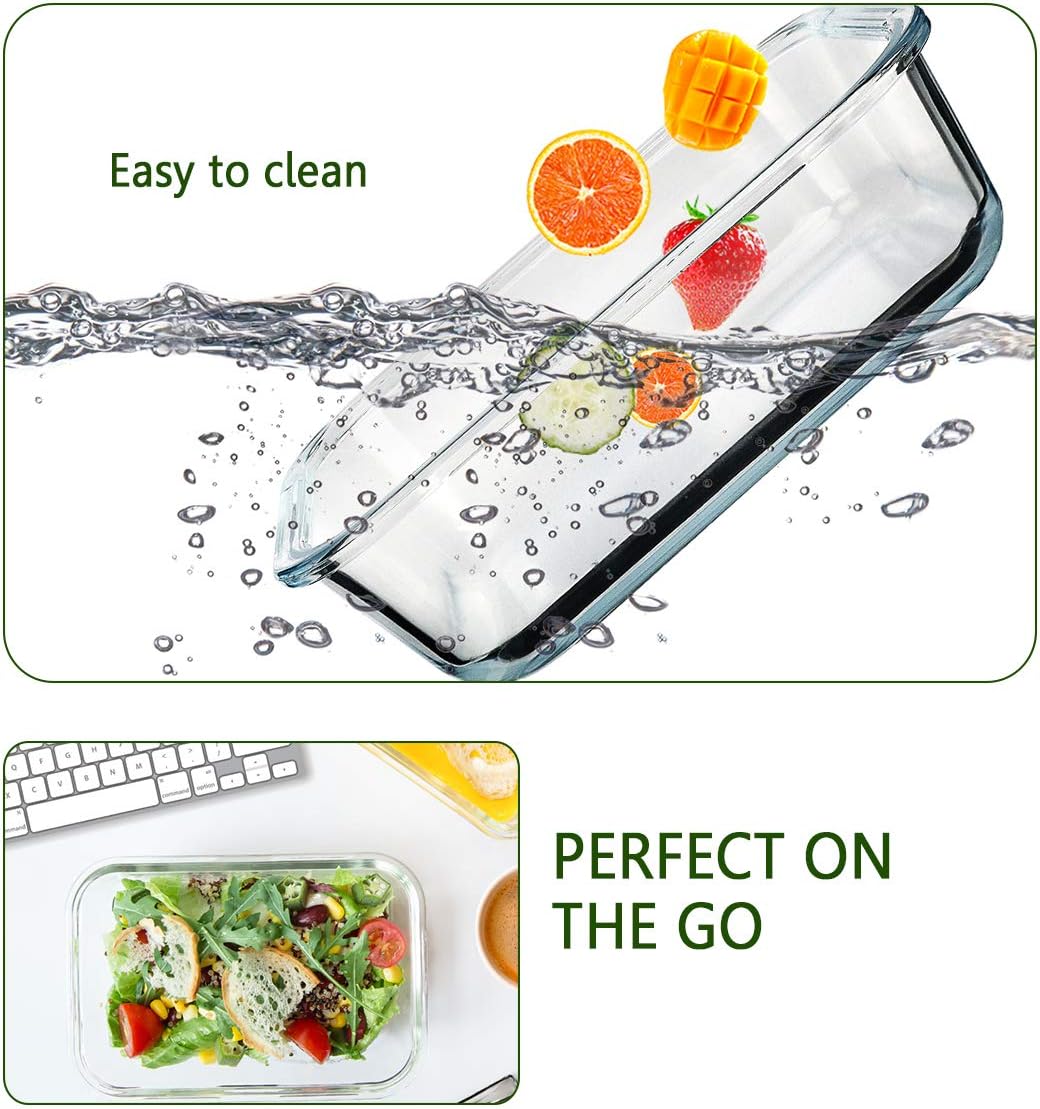 M MCIRCO [8-Pack,30 oz] Glass Meal Prep Containers,Glass Food Storage Containers,Airtight Glass lunch Containers with Lids - Microwave, Oven, Freezer